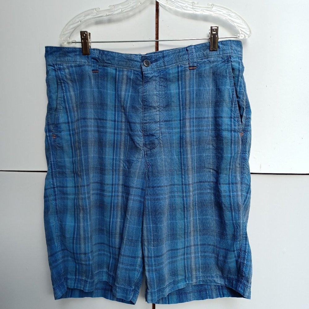 Tommy Bahama Men's Linen / Silk Shorts - Blue Plaid - Size 34